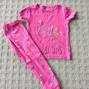 Carters Sparkle-Saurus Girls Short Sleeve Pajama Set - 3T